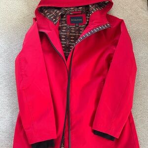 Pendleton Bright Red Hooded Trench Coat with Patterned Lining